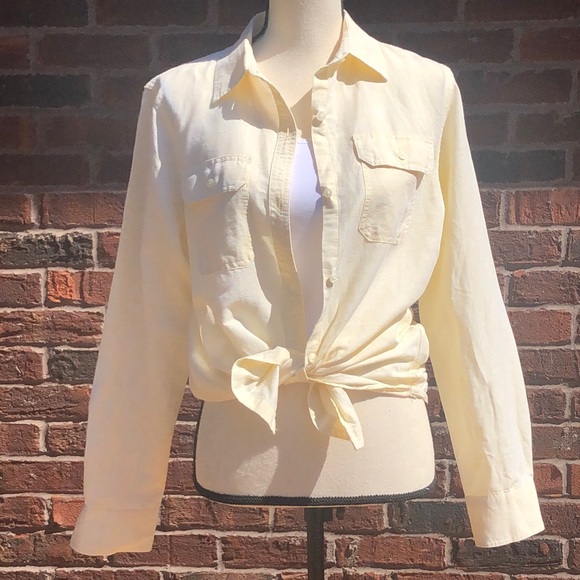 Chaps Linen Blend Button Down Sz M - Picture 3 of 16